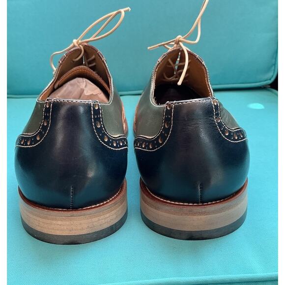 PAUL FREDRICK Men 13M Italian Oxford Wingtip Multi Color Dress Shoe Cuoio Brogue main image 4